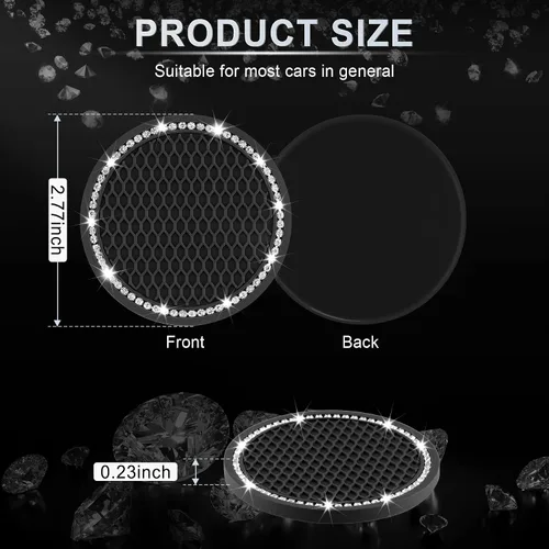 Miniatura 2 de JUSTTOP - Portavasos para automóvil, paquete de 2 unidades, universal, antideslizante, soporte para tazas, accesorios para interiores de automóvil