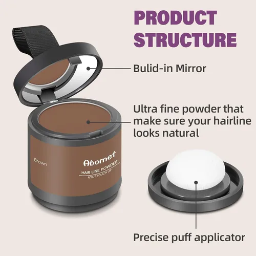 Miniatura 3 de Abomet Polvo Capilar Oculta Instantáneamente la Pérdida de Cabello, Polvo de Color de Cabello para Retoque de Raíces, Complementos Capilares