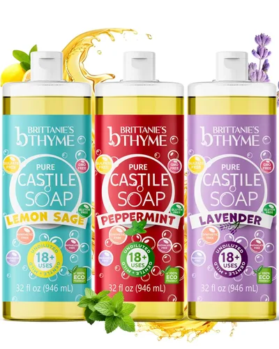 Miniatura 8 de Brittanie's Pure - Recambio de jabón líquido de aceite de oliva de Castilla orgánico, bebé, 1 galón, lavado de cara, cuerpo, platos, mascotas