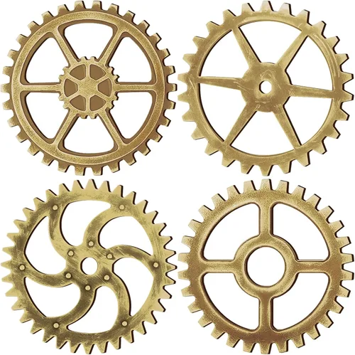Yulejo Rueda de engranaje industrial de madera estilo steampunk decoración de pared de 10 pulgadas, combinación de engranajes de madera vintage,