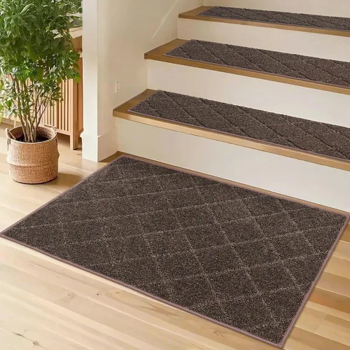 COSY HOMEER - Alfombra antideslizante para esquinas de peldaños interiores, alfombras de escaleras para despegues resistentes al deslizamiento para
