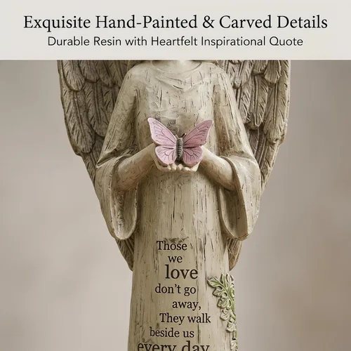 Miniatura 8 de Estatua de ángel de resina para jardín con mariposa, decoración de patio y césped, escultura impermeable al aire libre, adorno para ángel, regalos