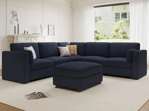 Miniatura 17 de Sofá biplaza extragrande de 83.5 pulgadas, sofás para sala de estar, sofá nube de felpilla de asiento profundo, sofá modular seccional, funda