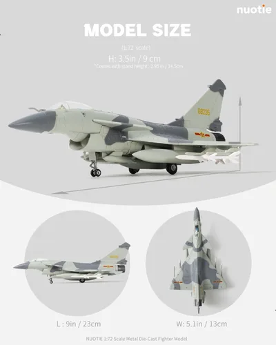 Miniatura 2 de NUOTIE 1/72 J10 Vigorous Dragon Fighter Jet Modelo Militar Aeronave Diecast Metal Modelo Adulto Modelo de Avión con Soporte para Entusiastas