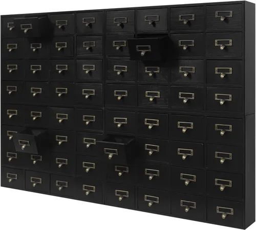Miniatura 4 de 4 Set Storage Cabinet, Tabletop Mount 64 Combination Stackable Cabinets Rectangular Drawer Wooden Box with Label Holder Storage Drawer Unit for Black