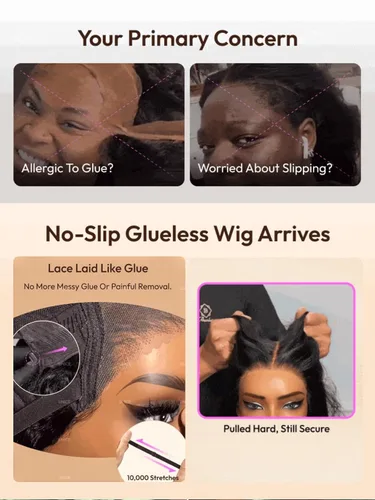 Miniatura 8 de UNICE Bye Bye Slip Peluca de Capas Emplumadas con Raya Lateral de Cabello Humano Sin Pegamento con Tiras de Silicona Seguras y Cordón Densidad 200%