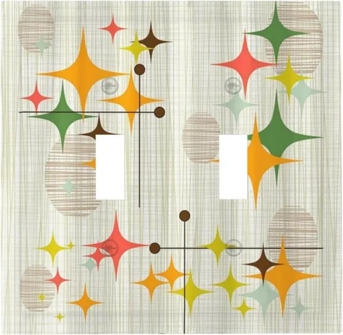 Miniatura 175 de Cubiertas Decorativas para Placas de Interruptor Abstracto Moderno de Mediados de Siglo Arco Boho Sol Dorado Hoja 1 Gang Placa de Pared Cubierta