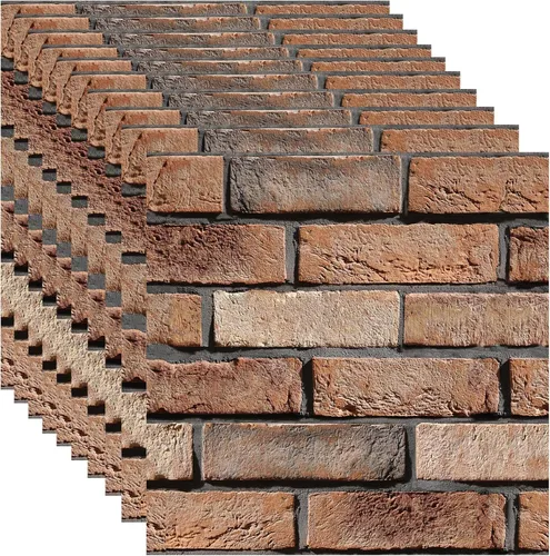 Paneles de pared 3D para despegar y pegar, paquete de 10 paneles de PVC texturizados de ladrillo, azulejos de pared autoadhesivos impermeables para