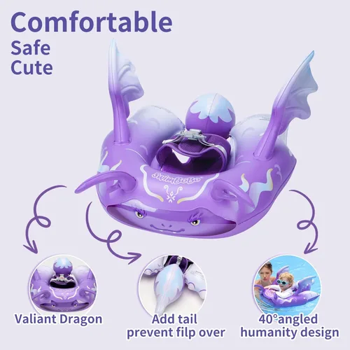 Miniatura 2 de Flotador de natación para bebé, anillo de natación inflable para niños, con soporte de seguridad, accesorios de piscina inferior