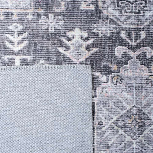 Miniatura 7 de SAFAVIEH Alfombra lavable Serapi Collection – 6 pies 7 pulgadas, cuadrada, gris y beige, antideslizante y fácil de limpiar, ideal para sala