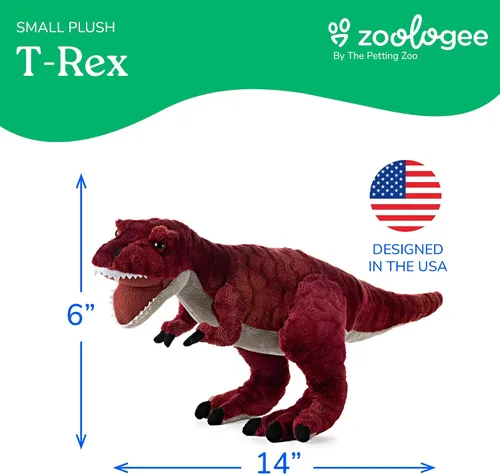 Miniatura 6 de The Petting Zoo Peluche de dinosaurio T-Rex, regalo para niños, animales de dinosaurio, juguete de peluche de dinosaurio T-Rex rojo de 15 pulgadas