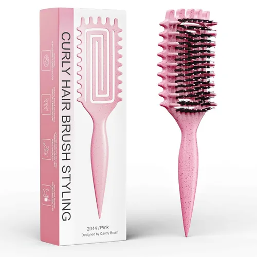 Miniatura 9 de Cepillo para definir rizos, cepillo para cabello rizado con engranaje lateral para peinar, dar forma y estilizar el cabello rizado, cepillo