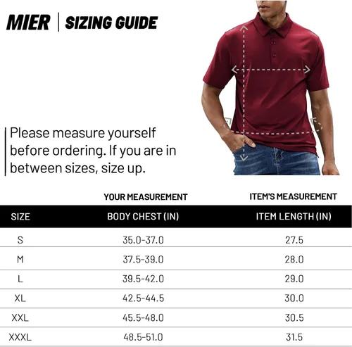 Miniatura 7 de MIER Polo de manga corta para hombre, protección solar, polo de golf, secado rápido