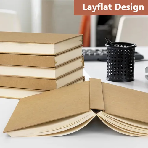 Miniatura 6 de Dynta Cuaderno de bocetos de tapa dura en blanco a granel, 6 paquetes, sin líneas, tamaño A5, 5.7"x8.3", 120 hojas/240 páginas, papel premium, bloc