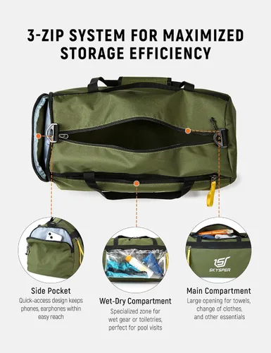 Miniatura 3 de SKYSPER Bolsa de deporte pequeña para gimnasio para hombres y mujeres, bolsa de viaje para llevar durante la noche para el fin de semana, natación