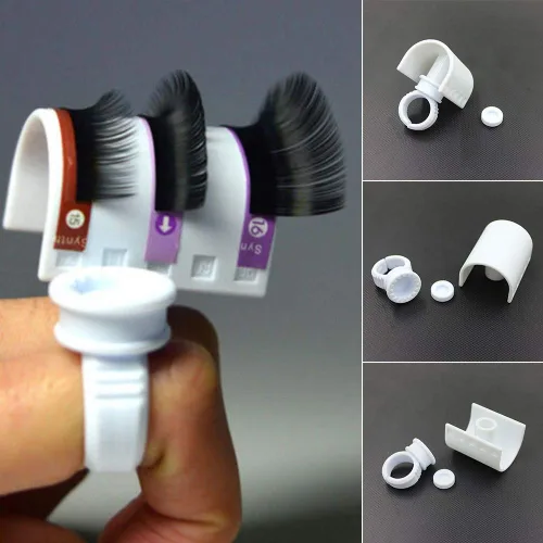 Miniatura 4 de Pestañas postizas en forma de U Anillo Tira de pestañas postizas Extensión de Pallet Pegamento Holder Set Herramienta de dedo con escala