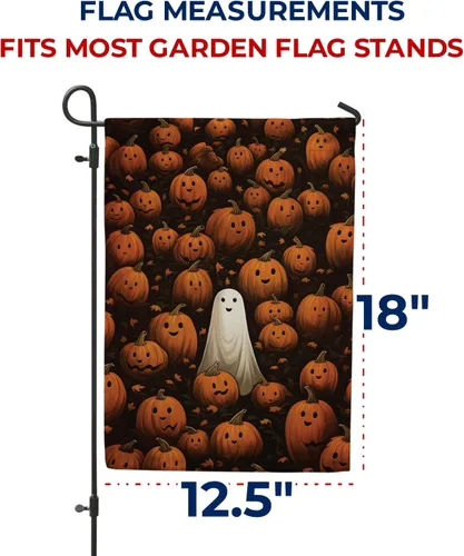 Miniatura 7 de Bandera de jardín de fantasmas de Halloween con texto en inglés «America Forever Halloween» de doble cara exterior, 12.5 x 18 pulgadas, bandera