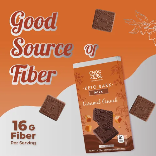 Miniatura 6 de ChocZero Corteza Crujiente de Caramelo de Chocolate con Leche, Sin Azúcar Añadida, Baja en Carbohidratos, Alta en Fibra, Apta para Keto, Sin