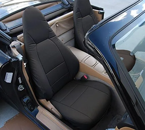 Miniatura 11 de Iggee Diseñado para Mazda Miata 2001-2005, Beige - Funda de asiento de piel sintética hecha a medida, ajuste original