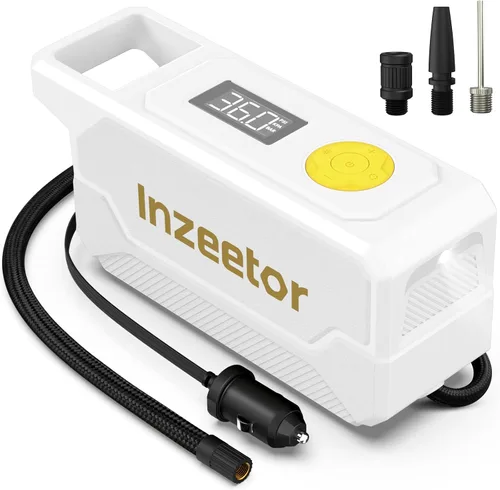 Miniatura 12 de Compresor de aire portátil, inflador de neumáticos de 150 PSI, bomba de aire de 12 V CC con apagado automático, manómetro digital y luz LED de Negro