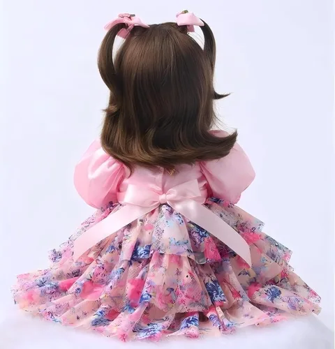 Miniatura 6 de iCradle Muñeca de bebé Reborn de 24 pulgadas y 23.6 in de cuerpo suave de vinilo realista muñeca de bebé princesa de pelo largo realista muñeca bebé