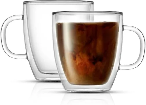 JoyJolt Savor - Tazas de café de vidrio de doble pared aisladas (Set de 2) - 13.5 onzas