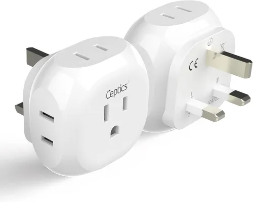 Miniatura 17 de Kit de adaptador de viaje mundial Ceptics 2 USB-A, USB-C, tomas de corriente EE. UU., entrega de potencia 20W/QC 18W, protección contra