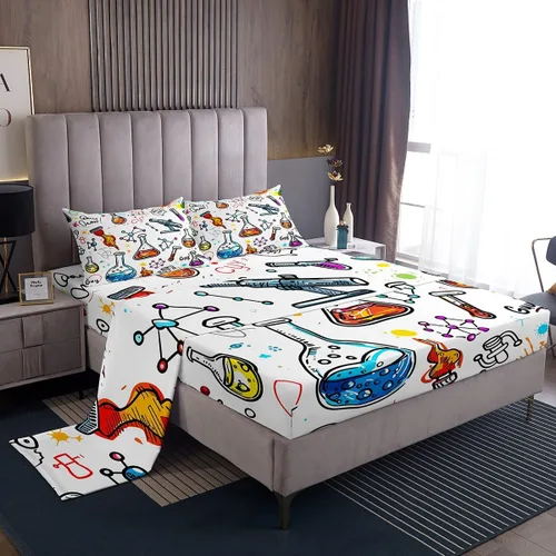 Miniatura 19 de Erosebridal Juego de sábanas de zorro con diseño de flores de arcoíris para niños y niñas, diseño de Foxtoon Animal Boho Floral Sábana bajera