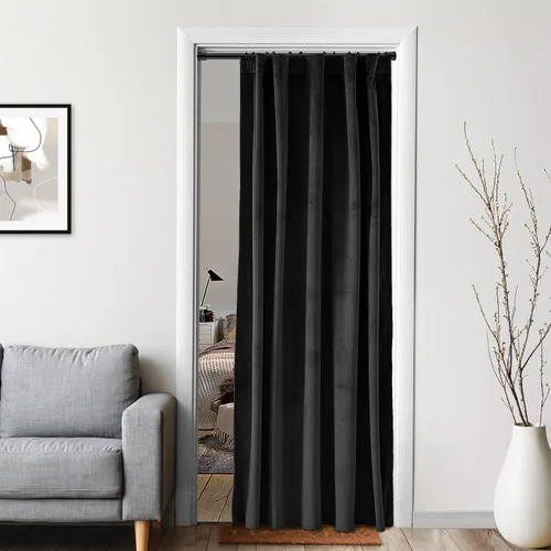 Miniatura 13 de XTMYI Paneles de Cortinas de Puerta Opacas de Terciopelo para Dormitorio, Aislamiento Térmico de Invierno Cálido con Pestaña Trasera y Bolsillo