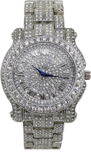 Miniatura 3 de Bling Hip Hop - Colgante de lujo cubierto con diamantes de imitación transparentes, pulsera cubana helada y juego de regalo de anillo brillante