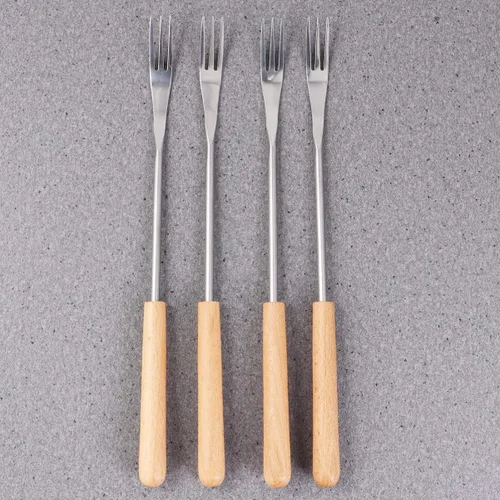 Miniatura 4 de DOITOOL 6 tenedores para fondue de acero inoxidable con mango de madera, diseño aislante térmico para postres de frutas, olla caliente, barbacoa al