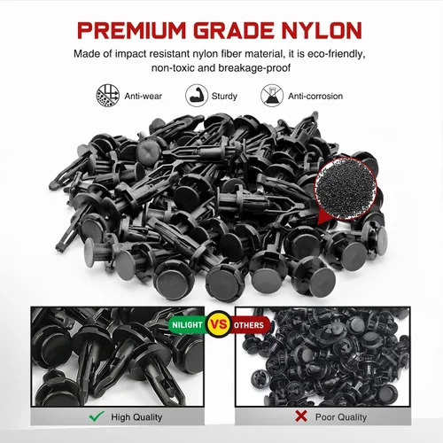 Miniatura 3 de Nilight 100 clips automotrices de nailon tipo empuje, retenedor de remaches, cubierta de parachoques trasero tipo empuje para Toyota #52161-02020