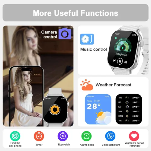 Miniatura 8 de Reloj inteligente para hombres y mujeres, 1.85 pulgadas AMOLED HD reloj de fitness con más de 120 modos deportivos, llamada Bluetooth, frecuencia
