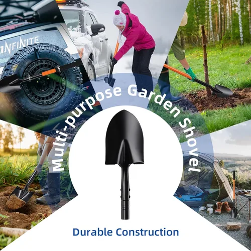 Miniatura 5 de Pala Pequeña para Cavar con Mango de Metal, Pala de Jardín de 111 cm de Resistencia, Ideal para Jardinería, Escarbado, Plantación, Acampada