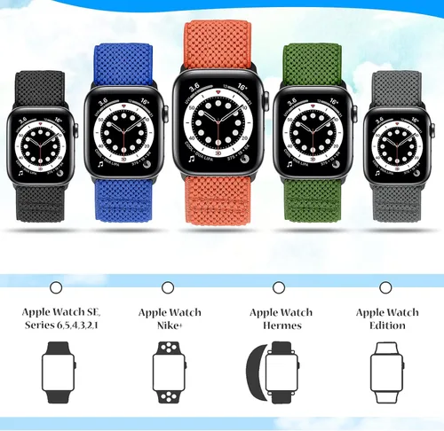 Miniatura 4 de Tiptops Paquete de 10 correas elásticas de reloj compatibles con Apple Watch de 1.496 pulgadas, 1.575 pulgadas, 1.614 pulgadas, 1.654 pulgadas