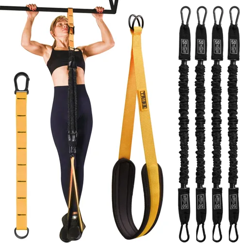 Miniatura 8 de Pull Up Assistance Bands - 4 Heavy Duty Pull Up Bands with Adjustable Strap and Foot Rest - Stackable Pull Up Assist Band Set for Pull Up Bar