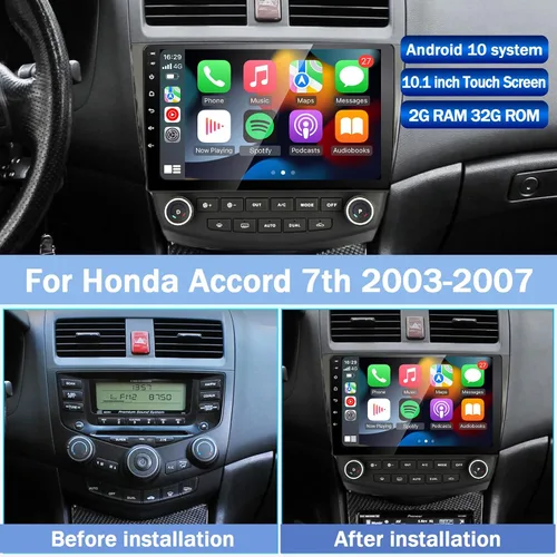 Miniatura 7 de Radio de coche Android para Honda Accord 7ª 2003 2004 2005 2006 2007, estéreo de coche integrado Carplay y Android Auto, con navegación GPS, WiFi