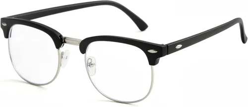 Miniatura 10 de Lentes de bloqueo de luz azul para mujeres y hombres, clásicos, semi sin montura, falsos nerd anti rayos azules para computadora