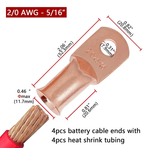 Miniatura 89 de TKDMR - Kit de 264 piezas de extremos de cable de batería, 132 piezas de terminales de anillo de lengüetas de cable de cobre resistentes AWG 8 6 4 2