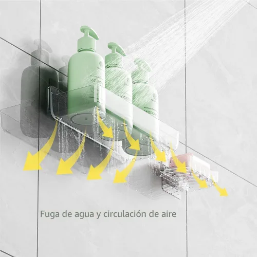 Miniatura 3 de Sotfamily Organizador de Ducha Transparente, Estantes de Ducha de Acrílico Montados en la Pared con Jabonera y Almohadillas Adhesivas