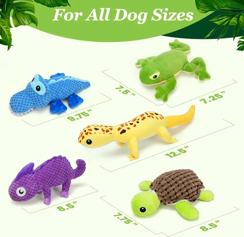 Miniatura 4 de Prime Pets Juguetes para perros, paquete de 5, juguetes chirriantes de felpa para perros, paquete de valor surtido, juguete para mascotas