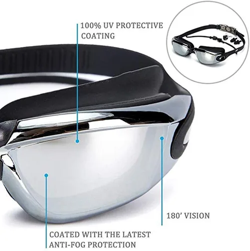 Miniatura 2 de Gafas de natación impermeables y juego de gorras 4 en 1, lentes de protección UV 400 transparentes antivaho