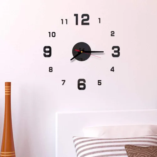 Miniatura 3 de AkoMatial Reloj de pared con efecto espejo acrílico 3D con efecto de espejo, calcomanía para decoración mural para el hogar y el dormitorio