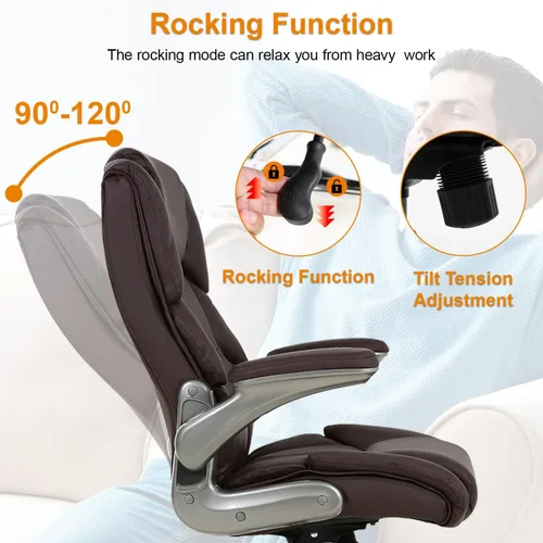Miniatura 5 de PayLessHere Silla de oficina grande y alta, silla de escritorio ajustable de cuero ejecutivo de 400 libras con reposabrazos, silla de escritorio