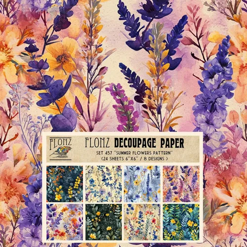 Miniatura 9 de Decoupage - Paquete de papel (24 hojas de 6 x 6 pulgadas) Floral Paradise in Blue # Papel de patrón de estilo vintage para decoupage, manualidades