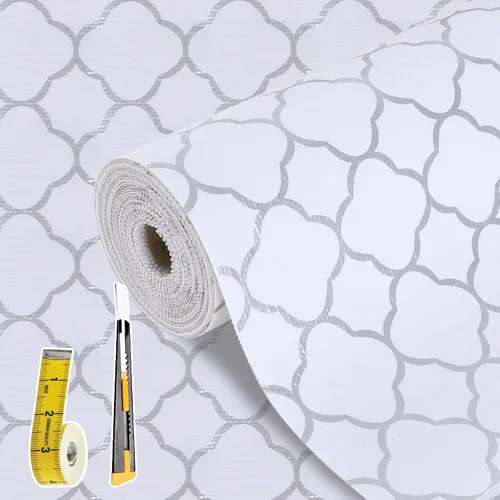 Miniatura 37 de Lámina para revestir estantes y cajones de cocina y baño, impermeable, antideslizante, sin adhesivo, fácil de limpiar, incluye cuchillo y cinta