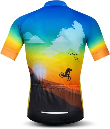Miniatura 2 de Camisetas de ciclismo para hombre, camiseta de ciclismo de montaña, manga corta, transpirable, camisetas de ciclismo de secado rápido