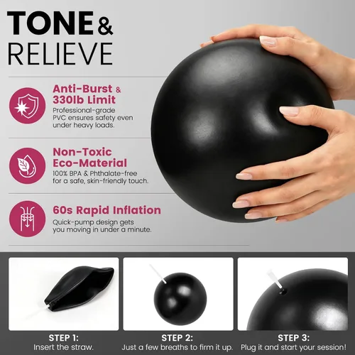 Miniatura 3 de Kit esencial de anillo de pilates para mujer, equipo de entrenamiento en casa con pelota de 9.8 pulgadas, bandas de resistencia, círculo mágico