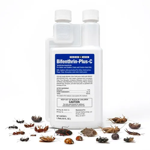 Bifenthrin Plus-C Insecticida (16 onzas) – Mata cucarachas infestación interior, tratamiento de termitas, control de hormigas y avispas – Control de