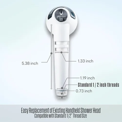 Miniatura 8 de POSEION BT100 DG - Cabezal de ducha filtrado de mano, alta presión, filtro de sedimentos magnetizado, corriente de agua ultrafina, comodidad similar